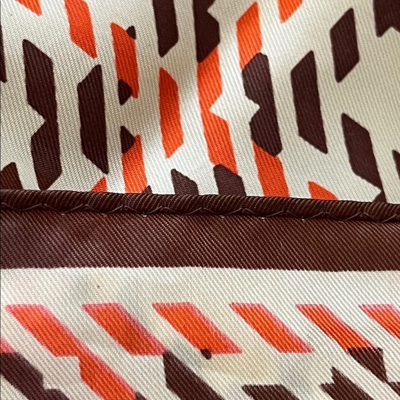 Vintage Paoli Womens Scarf Square 70s Geometric Brown Cream Fall Old Money 21” - Picture 4 of 4